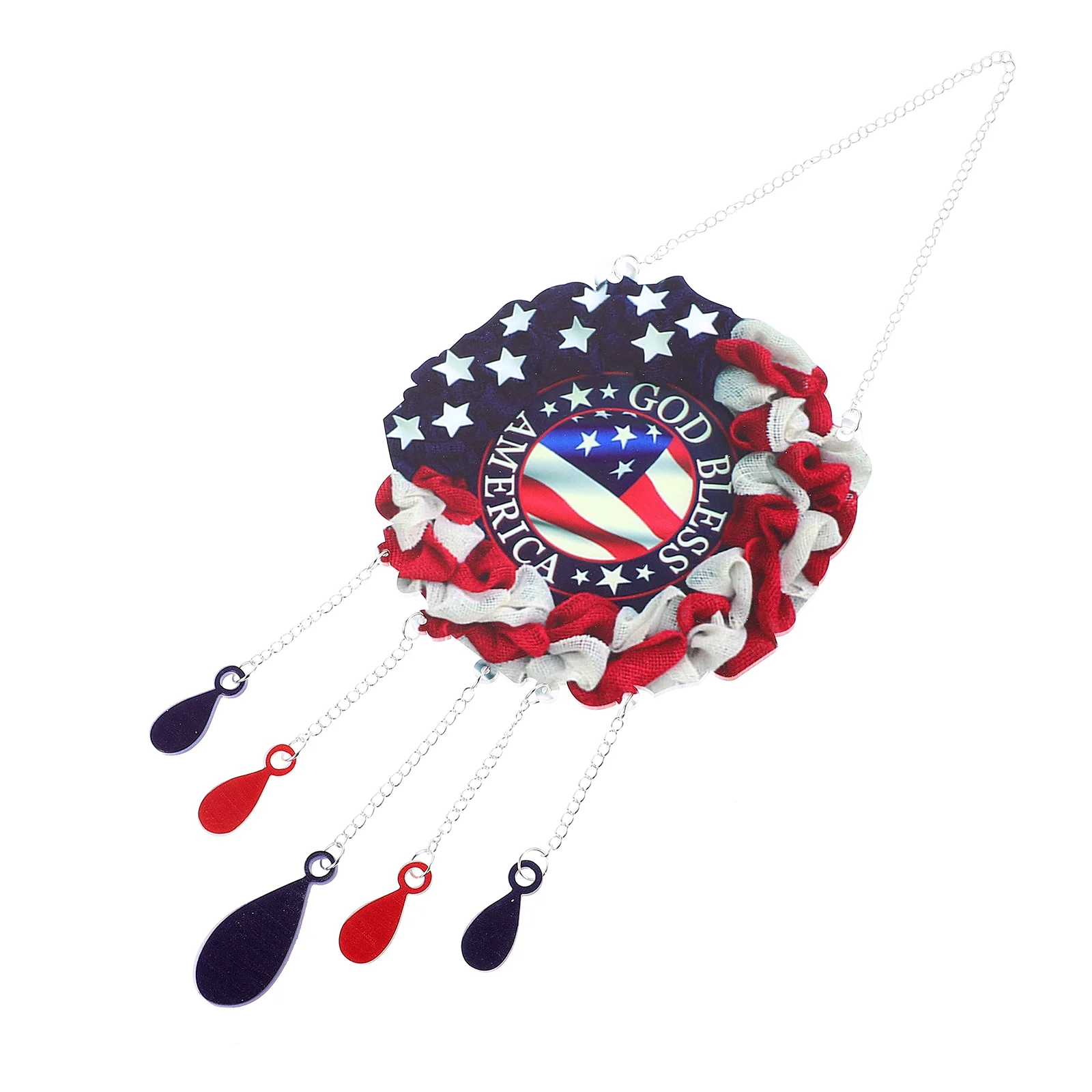 

Wind Chime Wreath Day Patriotic Decoration Us July Office Decor Spring Ornament Farmhouse Fourth Flag Door Memorial Independence