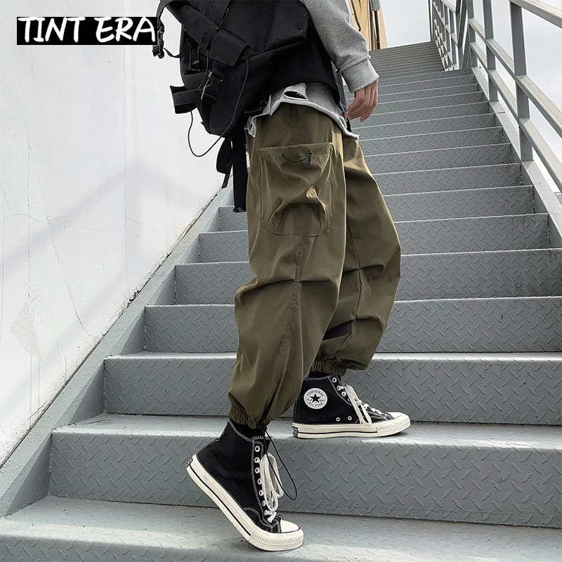 

TINT ERA Casual Baggy Pants For Men Vintage Oversize Hip Hop Joggers Harajuku Streetwear Sweatpants Black Wide Leg Trousers Male