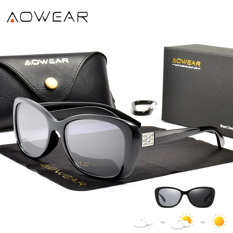 AOWEAR желтые фотохромные Солнцезащитные очки женские поляризационные градиентные солнцезащитные очки для вождения женские прозрачные хамелеоновые очки Gafas