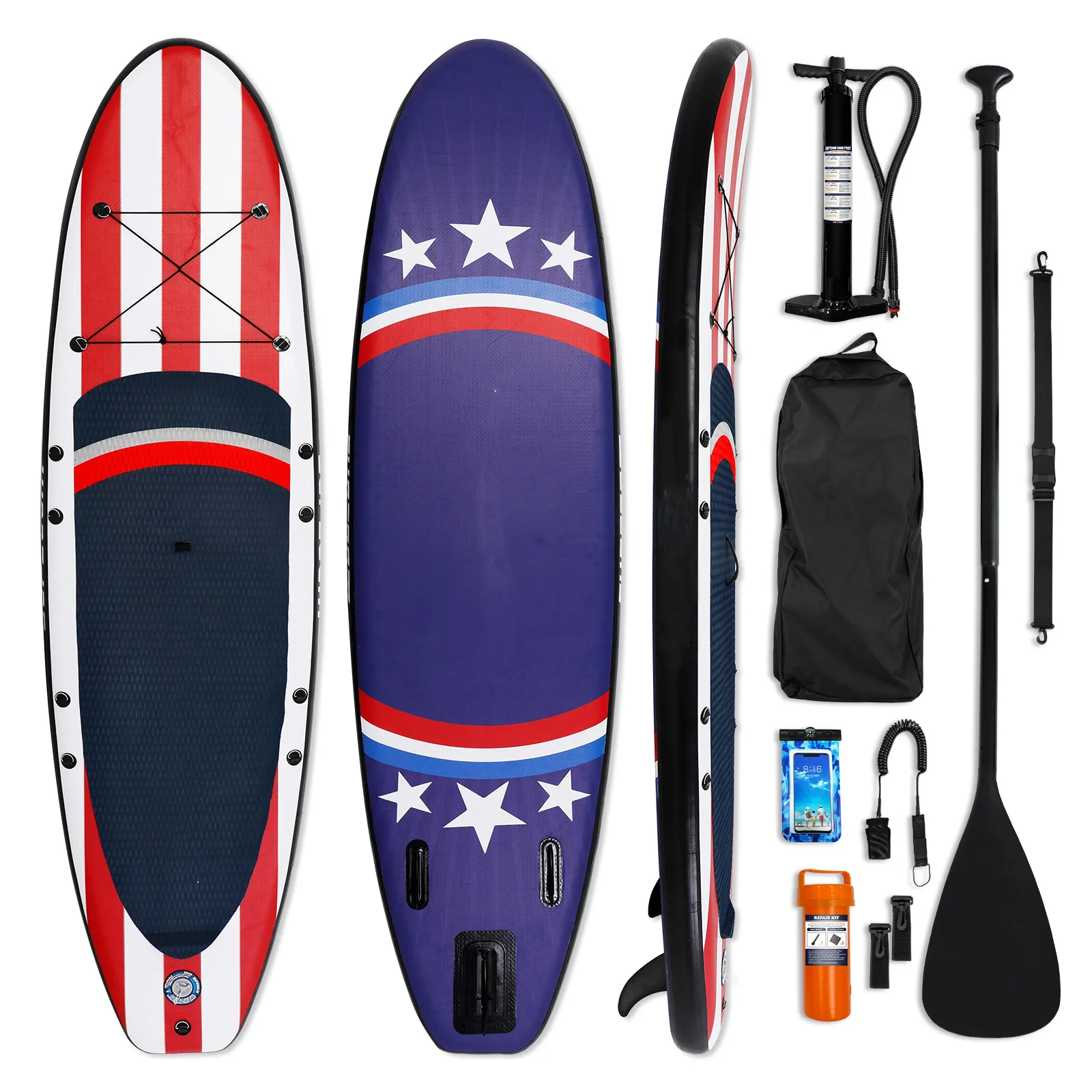 

[US STOCK] Inflatable Stand Up Paddle Board with Sup Accessories, Paddle, Hand Pump, Travel Backpack, Leash, Bag, Repair Kit