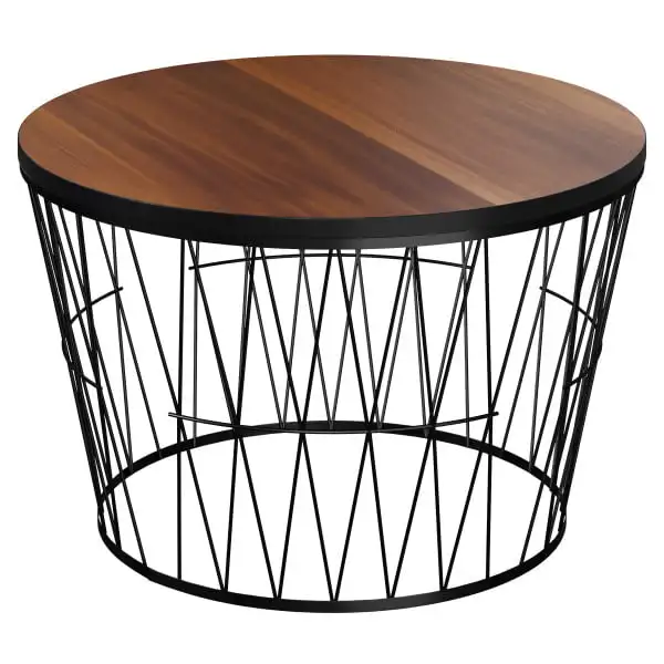 

Round Coffee Table with Geometric Metal Base – Small Modern Accent Table for Living Room – Mid-Century Coffee Table by (Bro