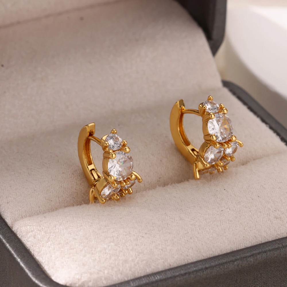 Круглые серьги-гвоздики с цирконием для женщин серьги из нержавеющей стали