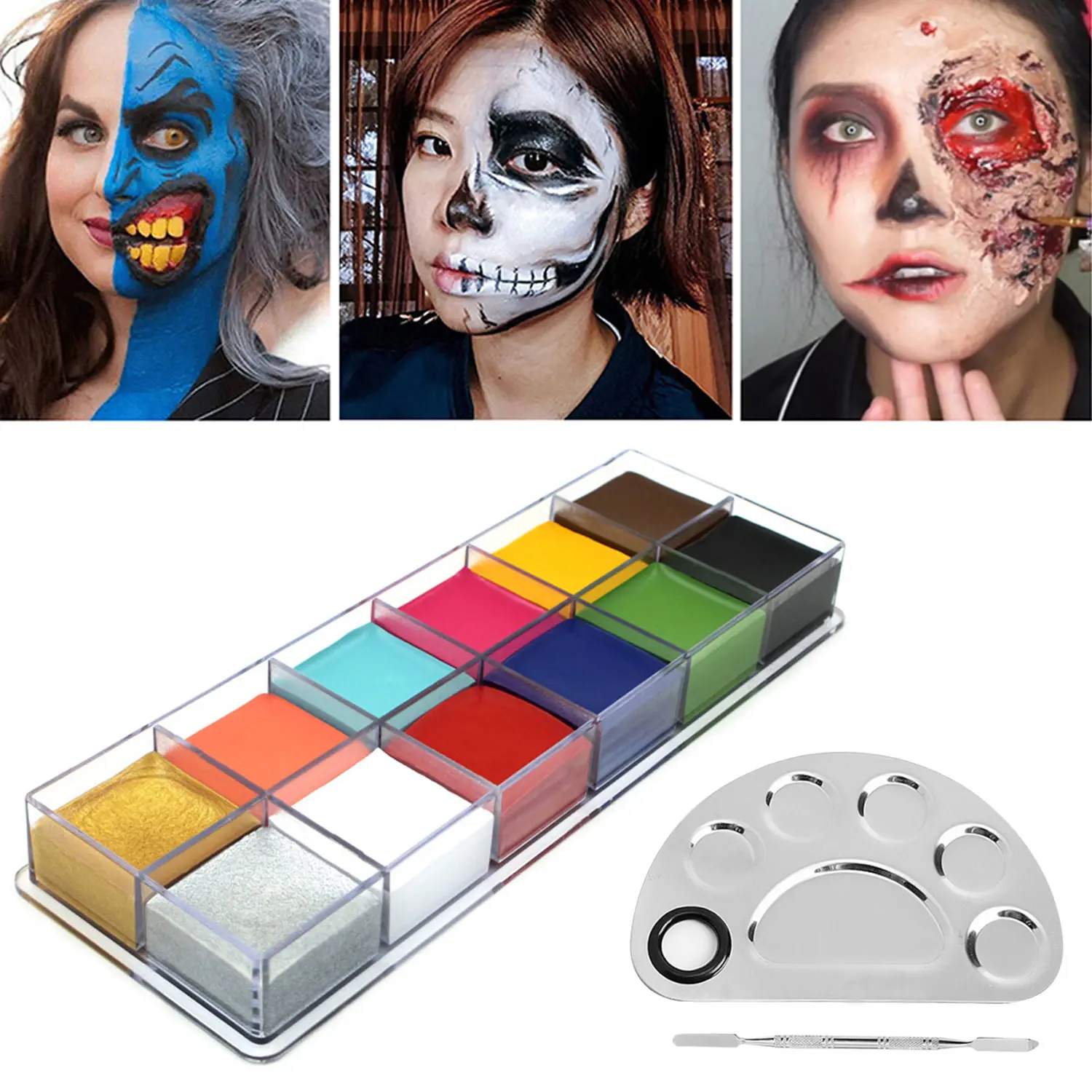 

Besegad 12-Цвет тела Уход за кожей лица картина маслом wall Art Краски ing Краски с палитрой двухсторонний инструмент для шпатель инструмент для Хэлл...