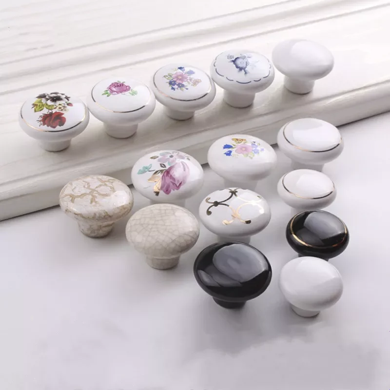 

Ceramic Knobs and Handles Black / White Wardrobe Kitchen Knobs Cabinet Handles Drawer Cupboard Pulls Furniture Hardware