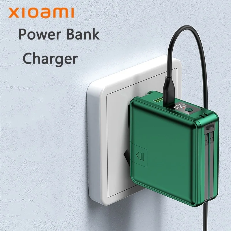 

15000mAh Power Bank Qi Wireless Charger Powerbank built in Cable AC Plug Portable Charger for iPhone 12 Samsung S20 xiaomi