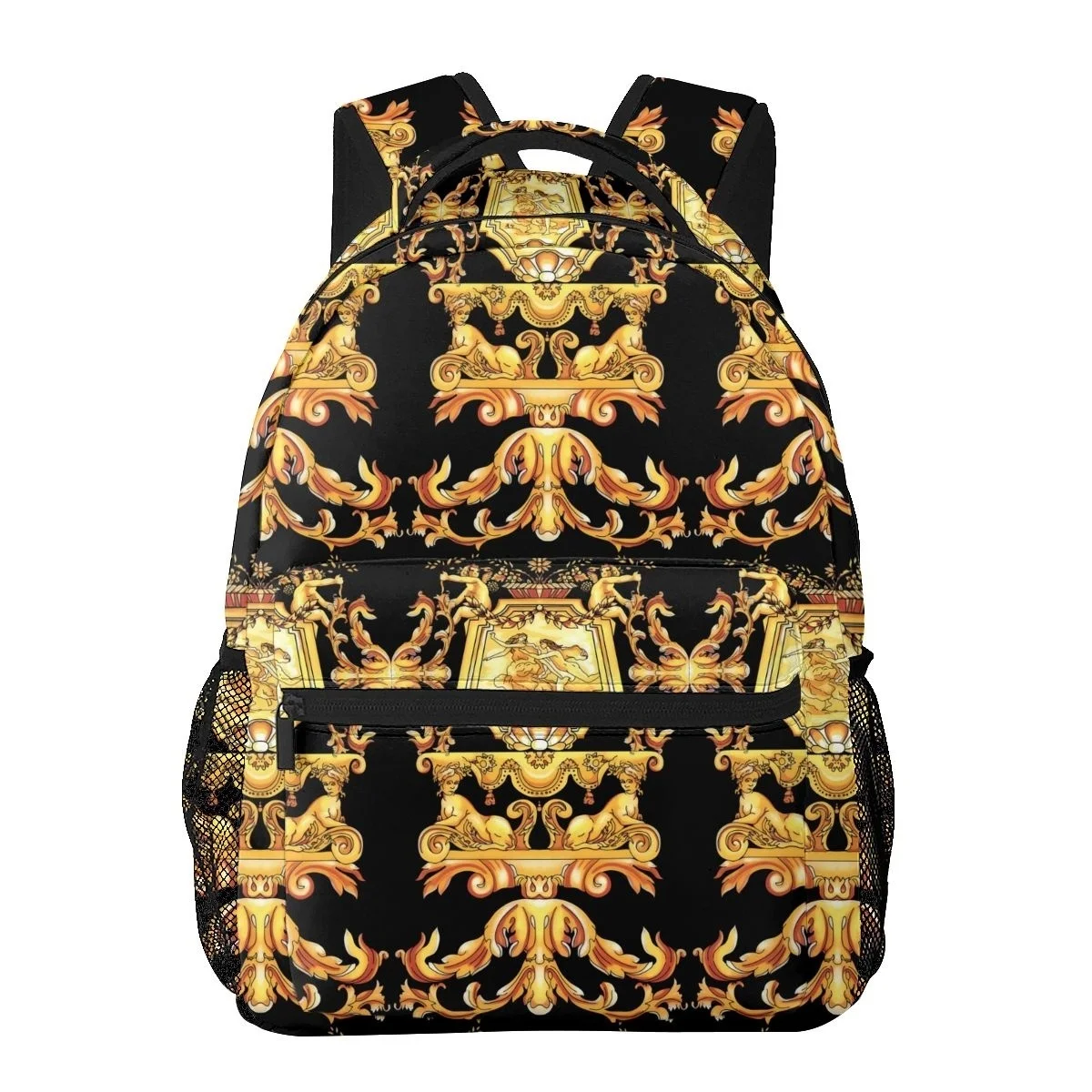 

2023 женский рюкзак с золотым барочным принтом, школьная сумка для студентов, сумка для книг с мягким ремешком, рюкзак для ноутбука, школьные сумки для девочек-подростков
