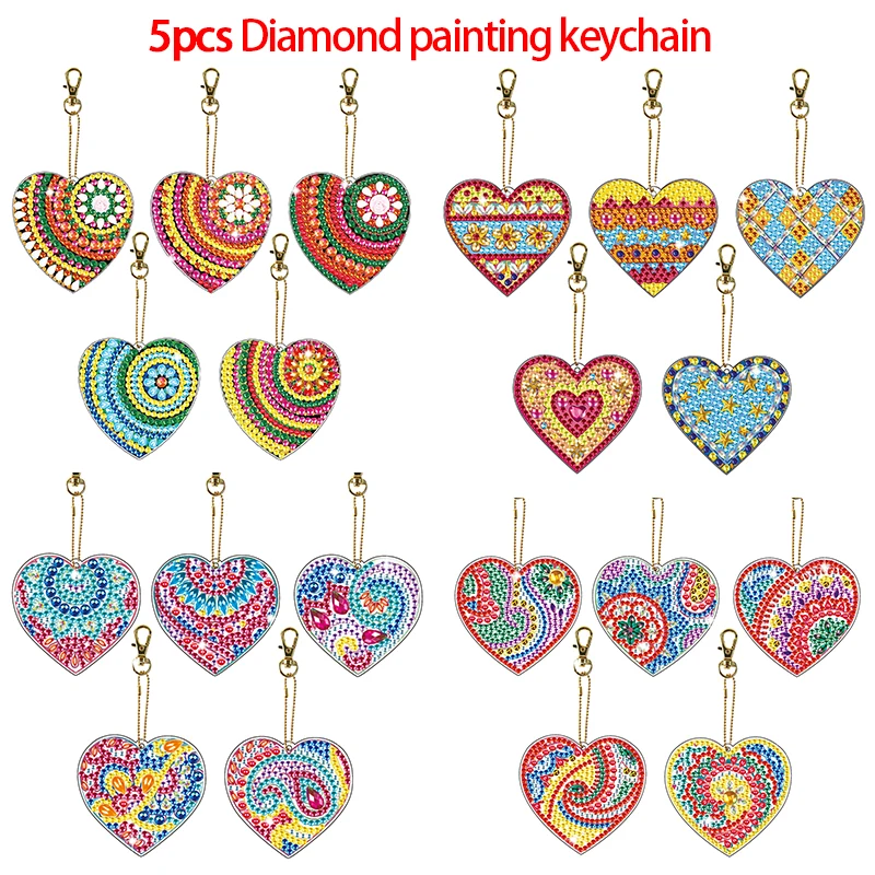 

Diamond Painting Love Heart Shape Keychain Pendant Diamond Mosaic Stitch Art Keyring Bag Craft Decoration Set Diy Gift for Girls