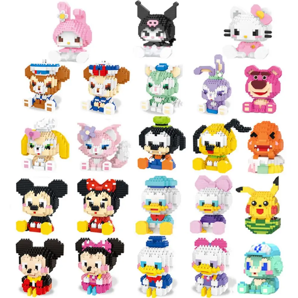 

Hello Kitty Building Block Assembled Toys Sanrio Anime Figure Kuromi Cinnamoroll Pompompurin Melody Children Kid Toy Gift Set