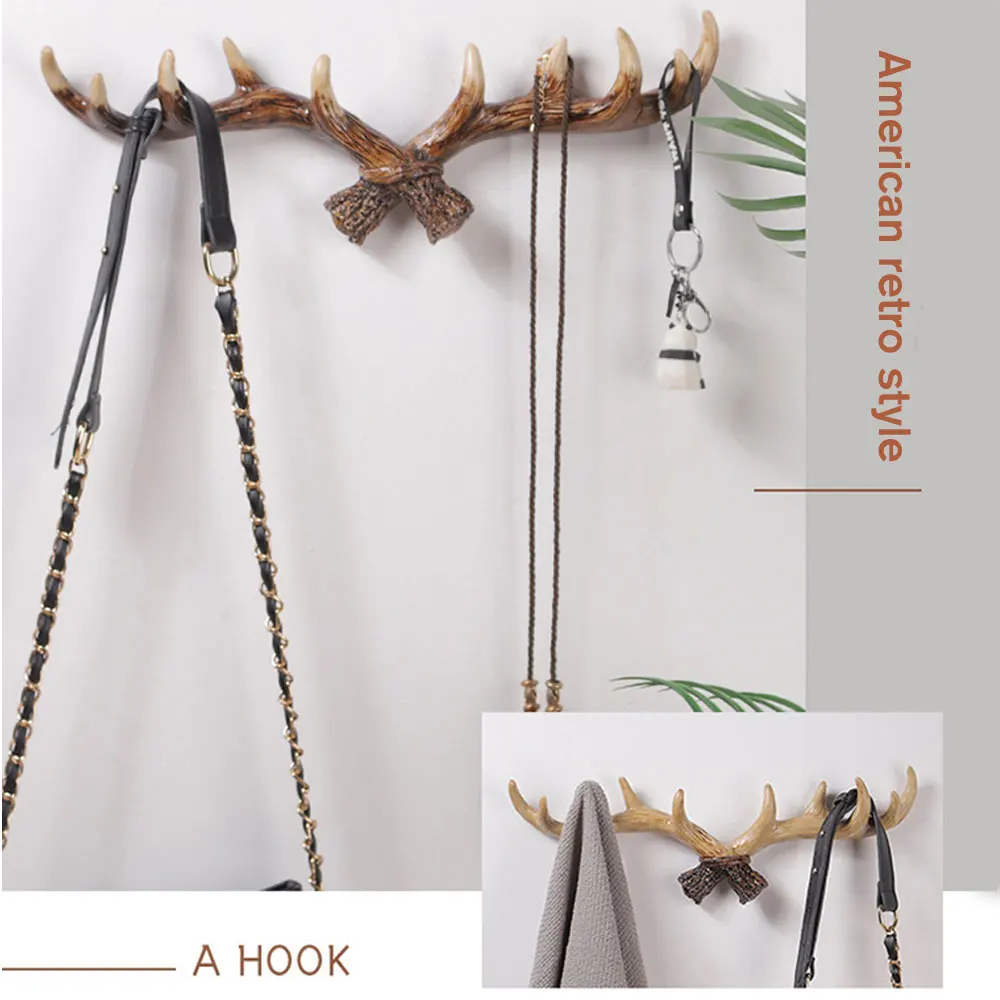 

Antler Wall Hook Retro Resin Antler Hanging Clothes Hat Scarf Key Antler Hanger Hanger Wall Decoration