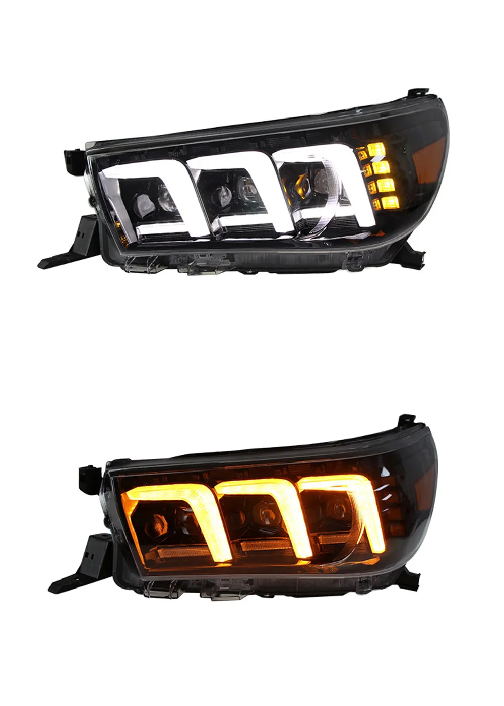 

Автомобильные фары, светодиодные дневные ходовые огни DRL, фары для Toyota HILUX REVO 15-20 с желтым поворотным сигналом