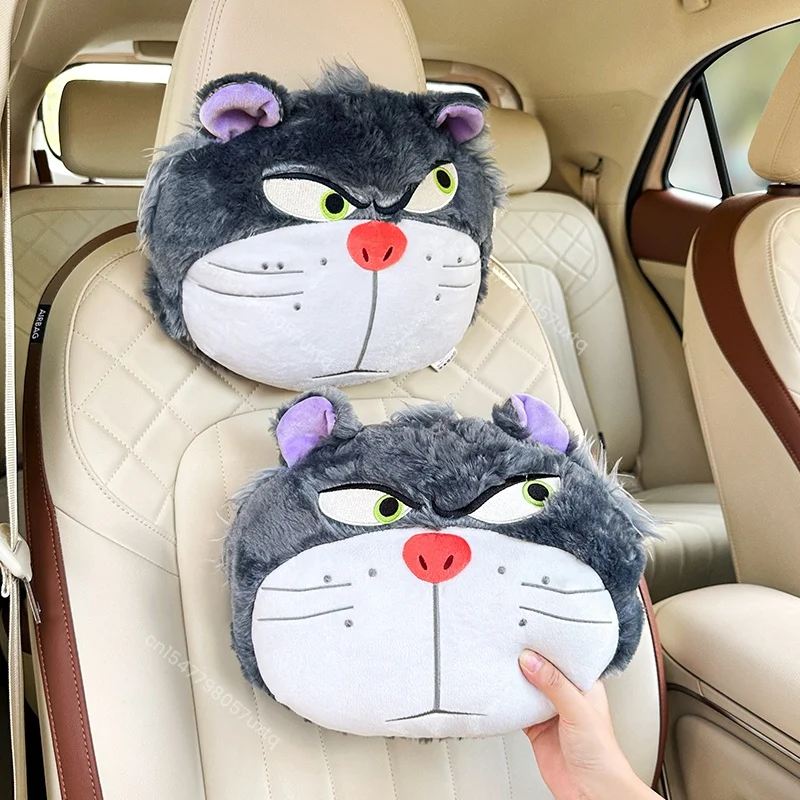 Фото Подголовник Disney Lucifer Cat, подушка для спины для автомобильного сиденья, чехол для ремня безопасности, обнимающаяся подушка, чучело животного, серый кот, плюшевые подарки №2