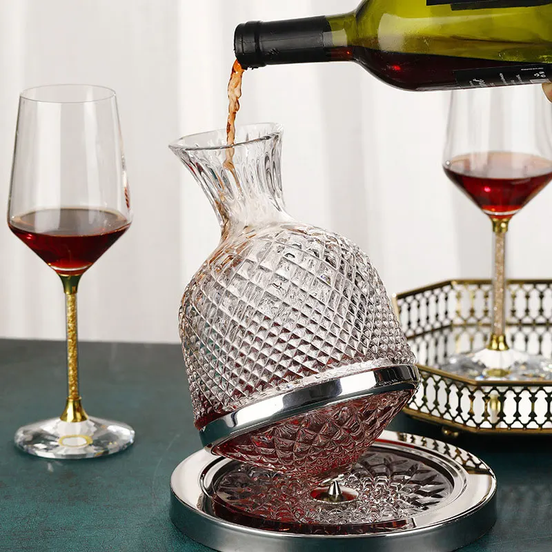 

Графин вращающийся на 360 градусов стакан 1500 мл диспенсер графина Хрустальная стеклянная бутылка аэратор для вина зеркальный кувшин подарок украшение бара стеклянная посуда