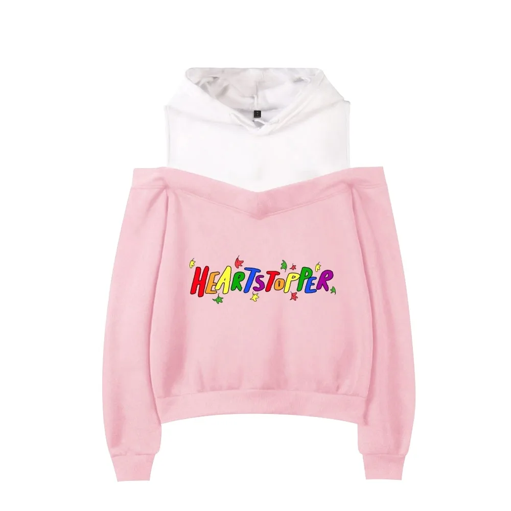 

2022 Heartstopper Rainbow Hoodies Female Off Shoulder Sweatshirt Women Pullover Harajuku Streetwear 2022 Japan Manga Funny Cloth
