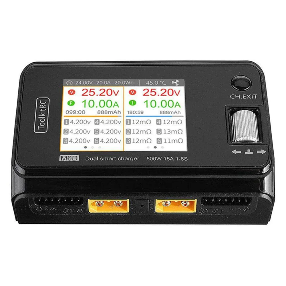 

ToolkitRC M6D 500W 25A 1-6S Dual Channel Direct Current Smart Charger