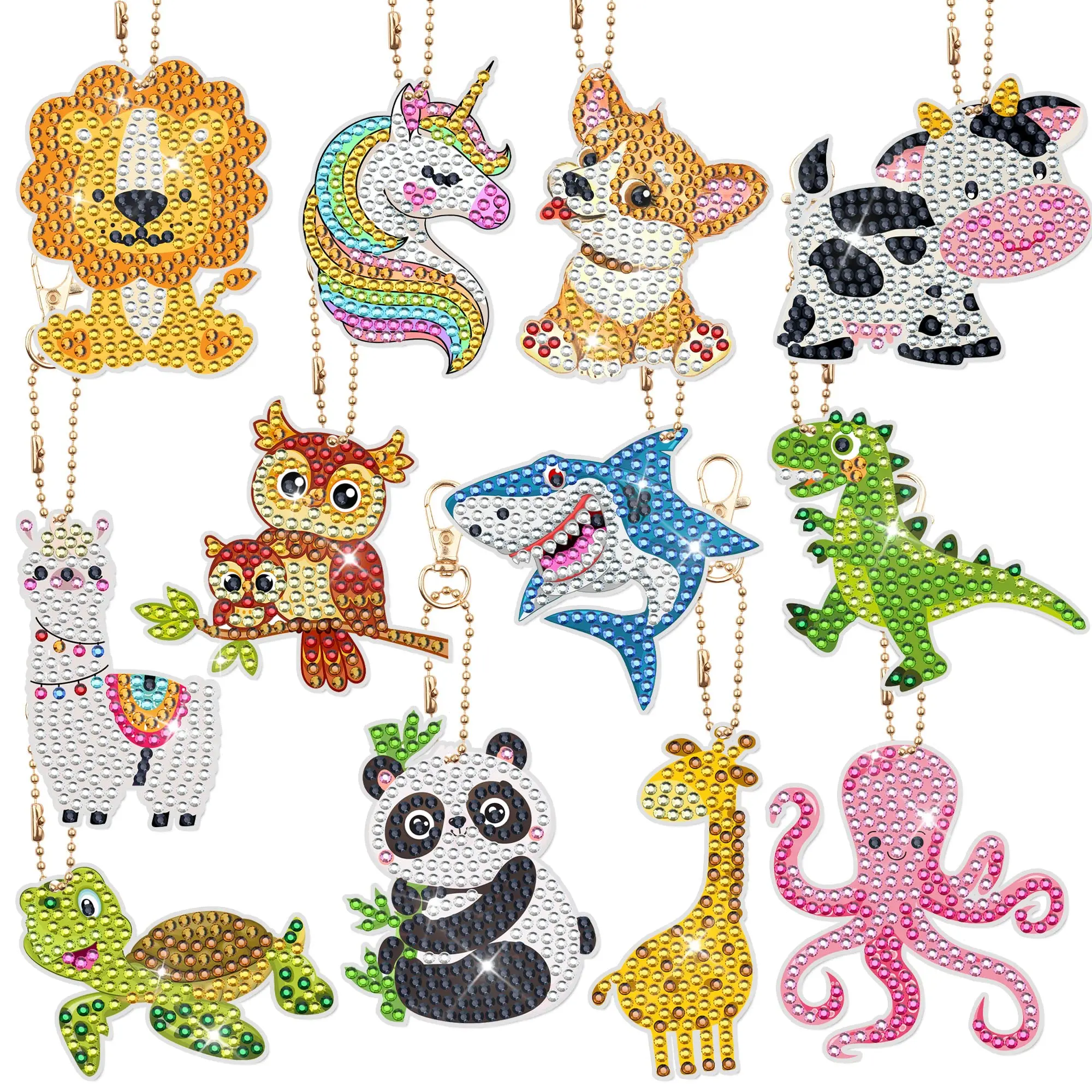 

5D DIY Diamond Painting Keychain Cartoon Lion Lovely Pendant Mosaic Painting Diamond Embroidery Handmade Art Keychain Gift