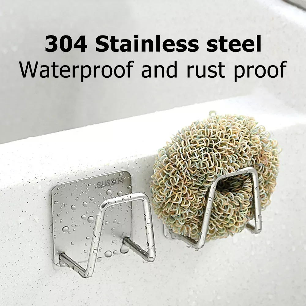

Sponges Holder Self Adhesive Sink Sponges Drain Drying Rack 304 Stainless Steel Storage Holder Kitchen Sink Accessories