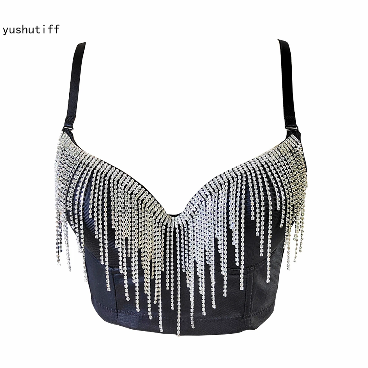 

Rhinestone Crop Top Fashion Nightclub Corset Bra Coquette Clothing Rave Festival Bustier Female Summer Party Sleeveless Vests