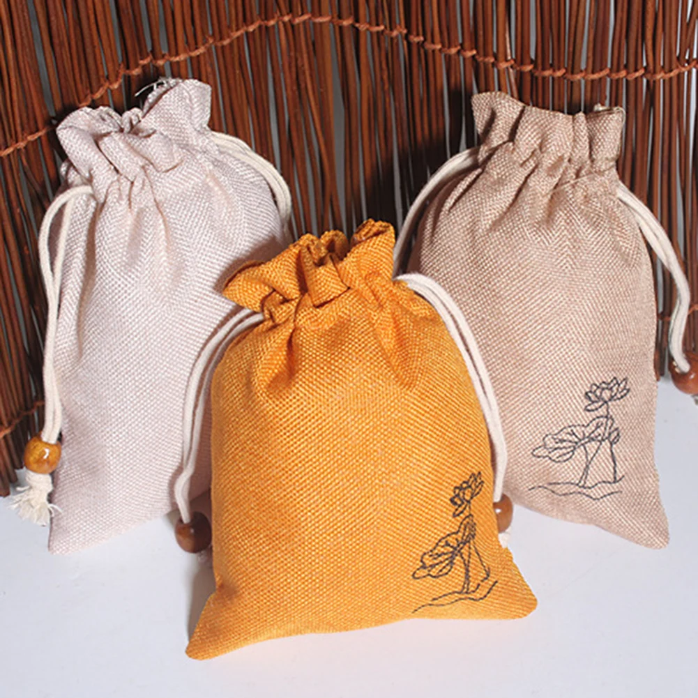 

Candy Bag Lotus Drawstring Bag Linen Gift Bag Packing Bags for Gift Drawstring Pouches Gift Packing Bag