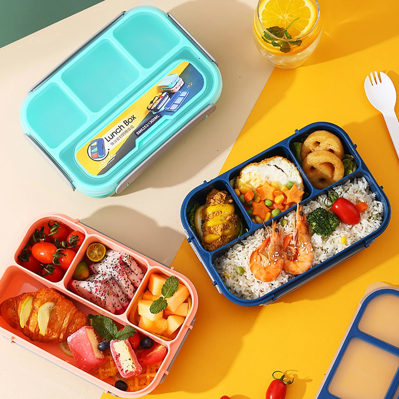 

Холодильник, 4 полки, пластиковый Ланч-бокс, герметичный детский школьный Ланч-бокс для микроволновой печи, Кухонный Контейнер для хранения ...