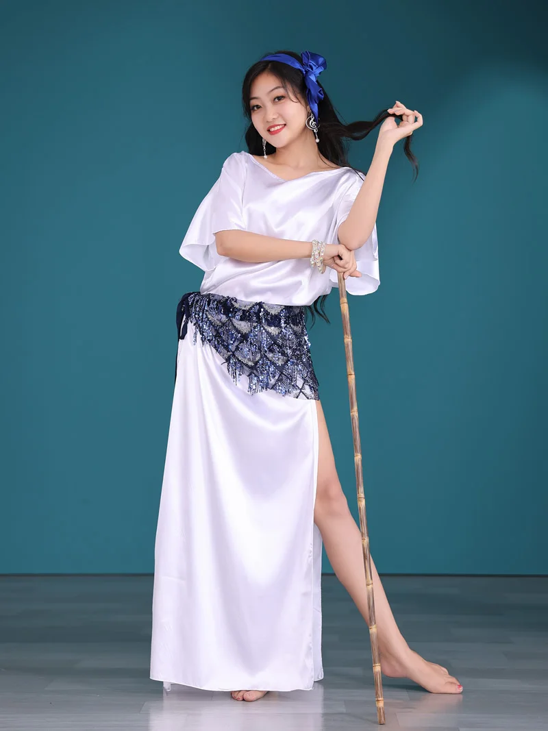 Танцовщица народное цветное белое платье балади комплект для танца живота