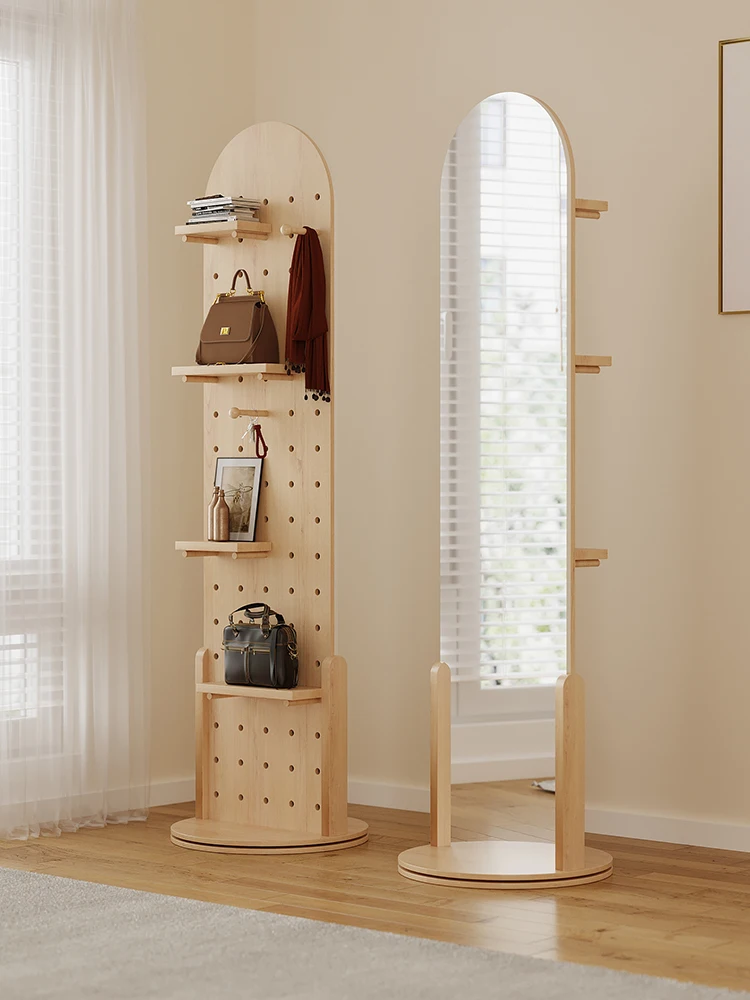 

Full-Length Mirror Bedroom and Household Full-Length Mirror Rotating Dressing Mirror Floor Coat Rack Wire-Wrap Board Mirror