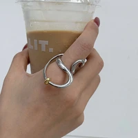 925 stamp minimalist rings for women new trendy geometric distorted lines exaggerated rings set korean fashion party jewelry