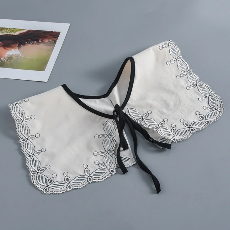 

False Collar Shoulder Wrap Dickey Collar Detachable Collar Easy To Wear Women Embroidery Collar Venise Lace Up Neckline