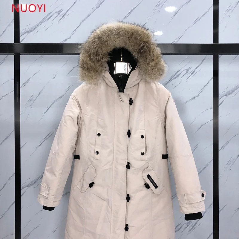 

2023 New Canadian Down Jacket Women Long Coat Parka Expedition White Goose Down Waterproof Classics Brand Authentic Coyote Fur