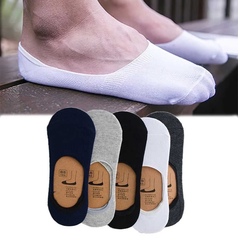 

1Pair Solid Low Cut Cotton Socks For Men Invisible Boat Sock Non-slip Breathable Calcetines Male Alien Ankle Socks Casual