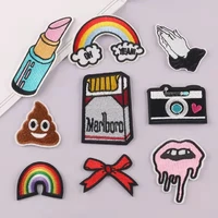 9pcs handmade labels for clothes with various patterns and letter patch for bags diy knitted printed cotton woven sew patches