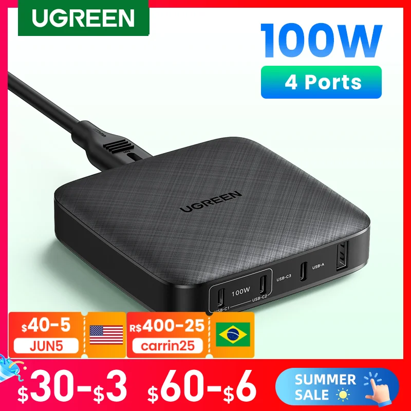 

UGREEN 100W зарядное устройство PD Кабель с разъемом USB типа C для быстрой зарядки для iPhone с быстрой зарядкой 4,0 3,0 USB для мобильного телефона зарядн...