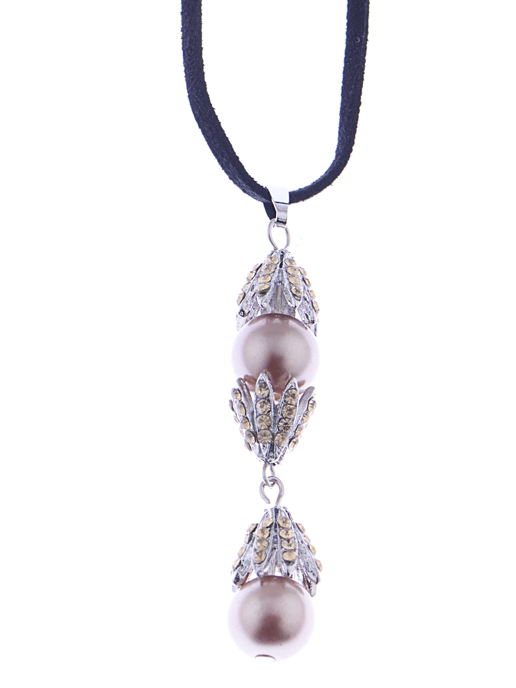 

Orange Faux Pearl Yellow Topaz Crystal Rhinestones Long Dangle Pendant Necklace