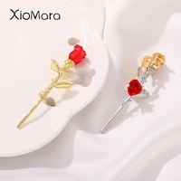 custom elegant temperament red rose pins brooches corsages plant jewelry accessories valentines day gift for women girl friend