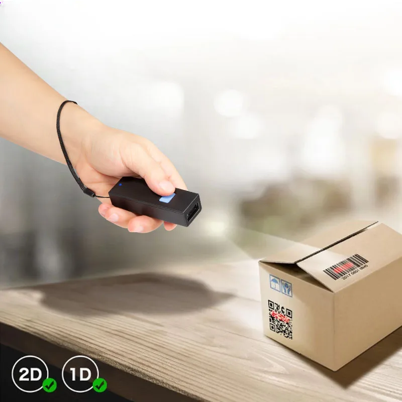 

Bluetooth беспроводной 2D Портативный сканер штрих-кодов Карманный считыватель штрих-кодов QR PDF417 для табака одежды мобильной платежной промышле...