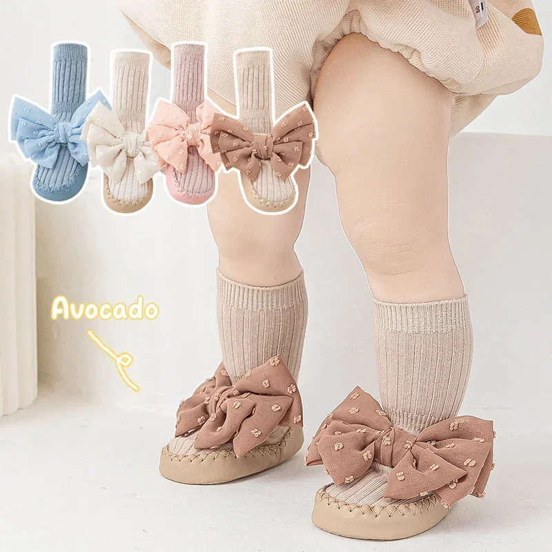 

Детская обувь для девочек, мягкая подошва из искусственного хлопка, Нескользящие напольные Туфли-носки, обувь для малышей 0-24 м, начинающих ходить детей