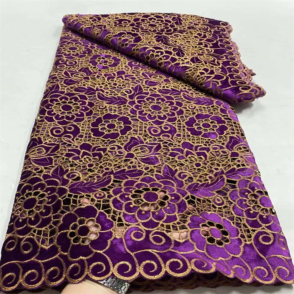 Роскошная африканская бархатная нигерийская свадебная кружевная ткань 2023
