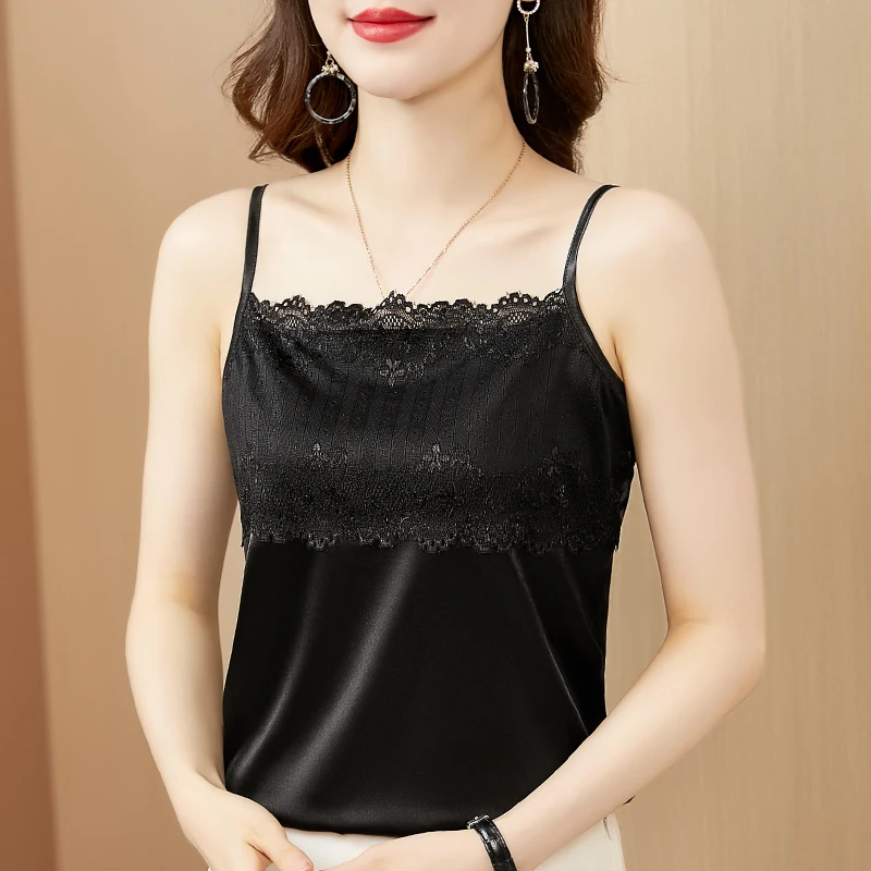 

Summer New Design Silk Inner Lace Camis SATIN Sexy Tank Tops Inner Office Lady
