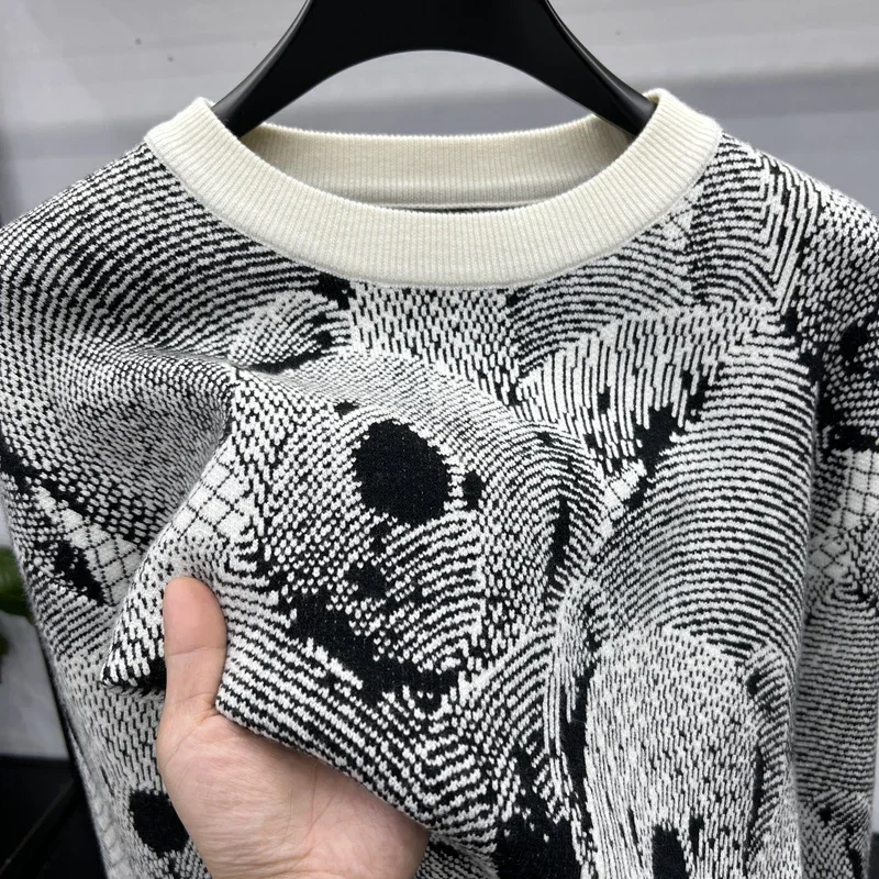 Роскошный дизайнерский качественный мужской вязаный пуловер с круглым вырезом