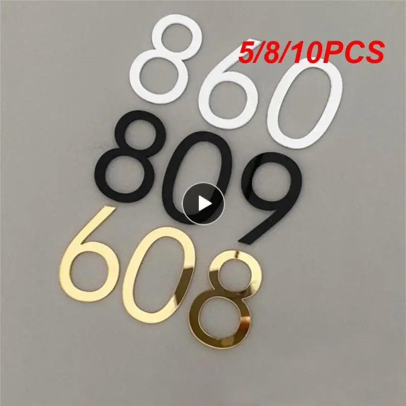 

5/8/10PCS Floating Exterior House Number 3d Digits 0-9 Number Sticker Floating Exterior House Numbers Metal Building