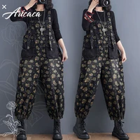 aricaca m 2xl jumpsuits printed loose jeans women casual oversized baggy pants denim overalls