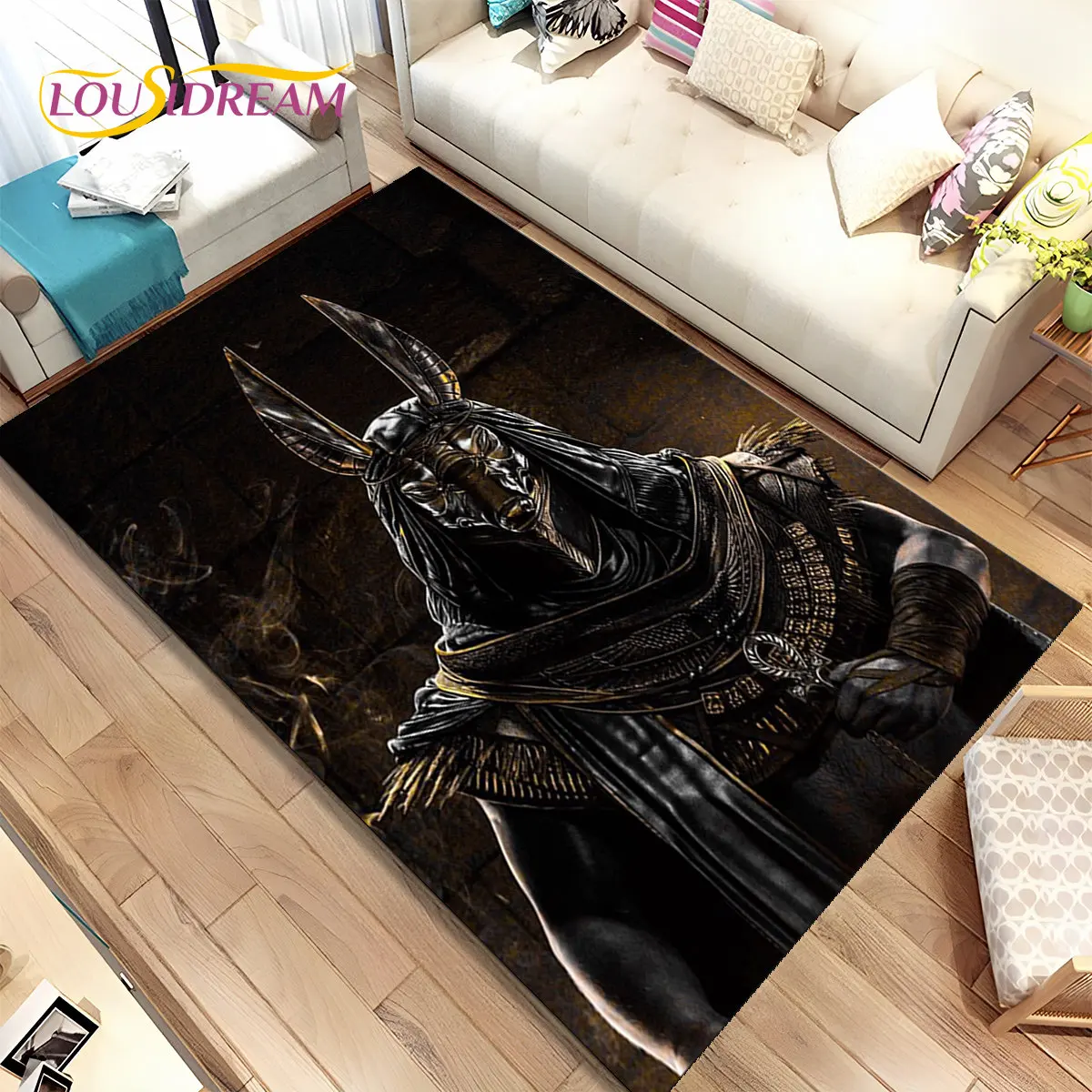 

HD Egypt Death Anubis Mythology Horus Area Rug,Carpet for Home Living Room Bedroom Sofa Doormat Kitchen Decor,Non-slip Floor Mat