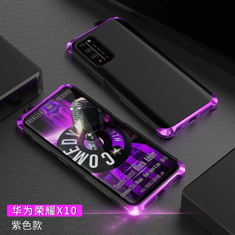 Luxury Shockproof Element Metal Phone Cases For Honor X10 Hin Hard Aluminium Alloy Hybrid Plastic Back Cover Case