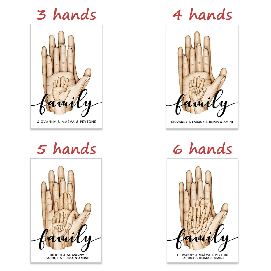 Family Personalized Customize Name with Hands Poster Love Wall Art Canvas Painting Print Pictures Kids Room Bedroom Home Decor 2