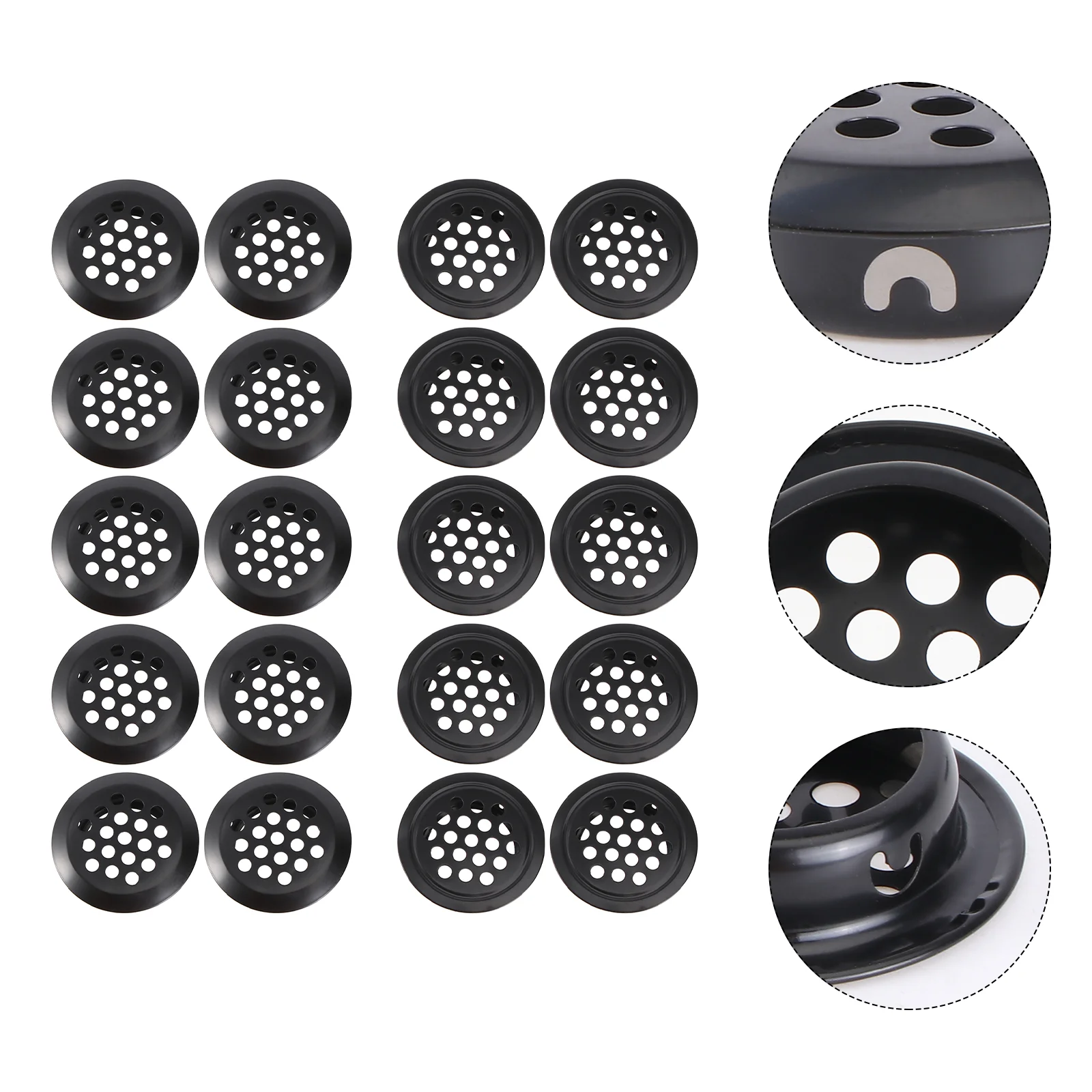 

20 Pcs Stainless Steel Air Hole Black Cabinet Heat Emission Wardrobe Mesh Vent Cover Furniture Soffit Vents Home Dissipation