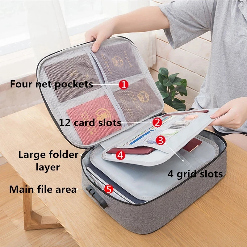 Document Bag Large Capacity Travel Passport Wallet Card Organizer Men's Business Waterproof Storage Pack Home Accessories Item