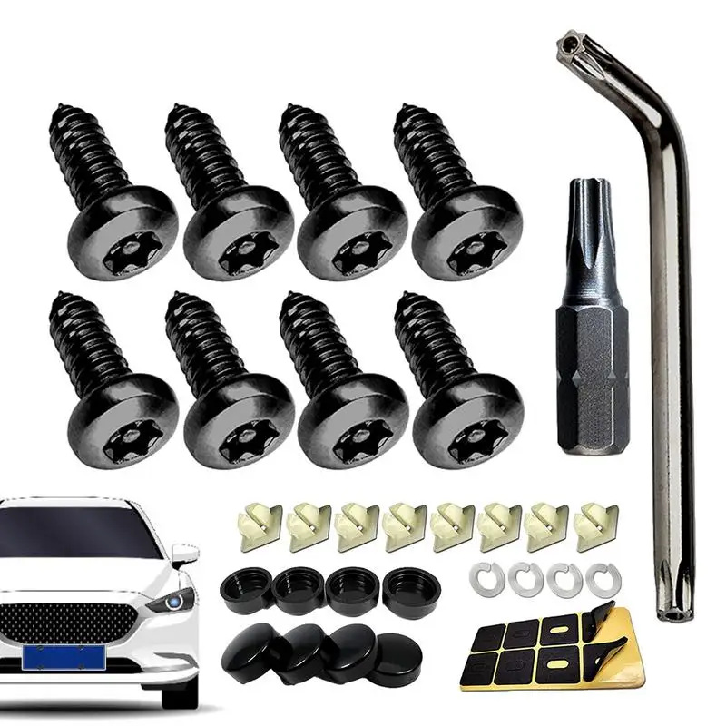 Комплект винтов для номерного знака черные чехлы крепежные застежки нержавеющие