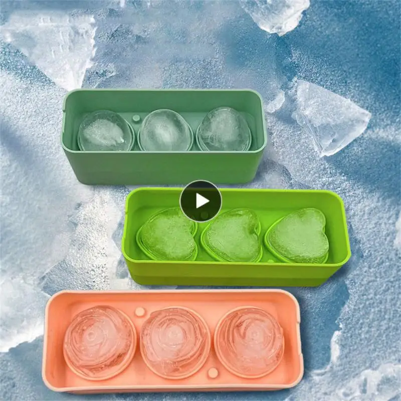 

Food Grade Ice Puck Mold With Lid 3 Grids Tray Household Scale Line Ice Mold Ice Mould Rose Shape High Huality 3d