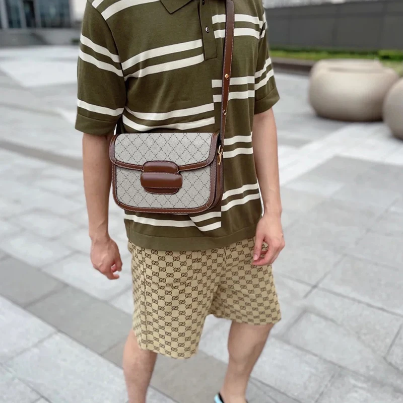 Fashion Brand Designer Leather Classic 1955 Messenger Bag Shoulder Bag Large Capacity Horsebit Design Handbag Small Square Bag