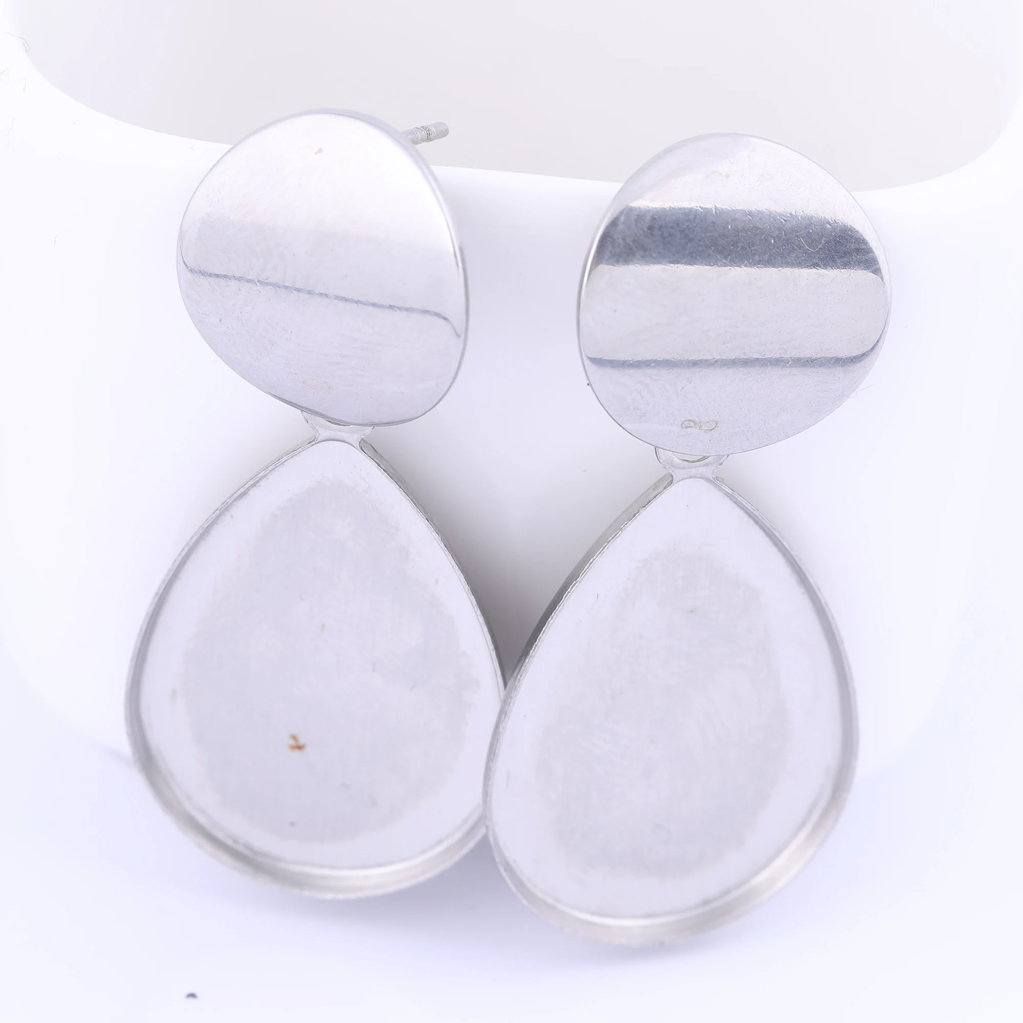 

10pcs Stainless Steel Earring Making Supplies Fit 18x25mm Teardrop Cabochon Base Setting Diy Post Earrings Findings
