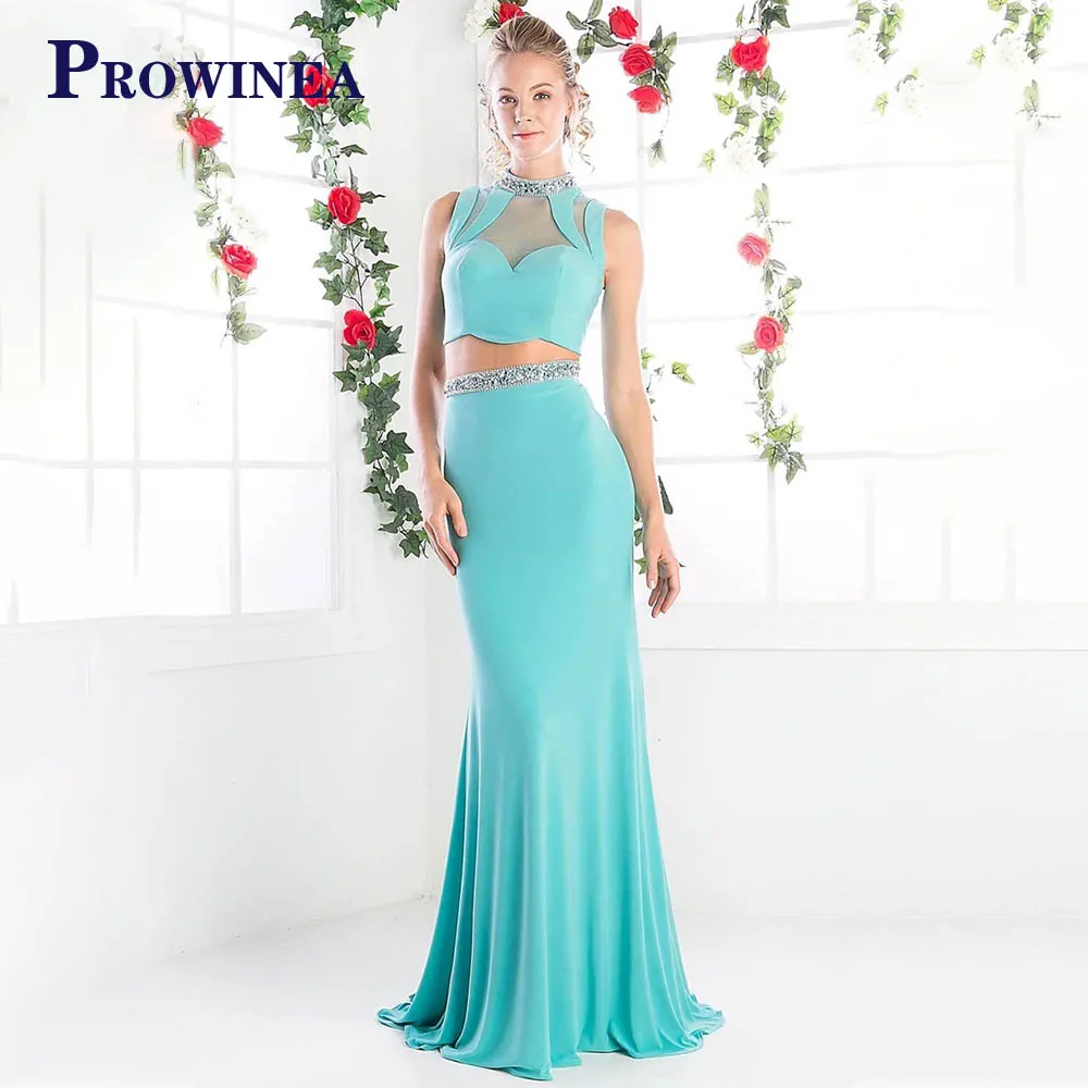 

Prowinea Charming Satin Trumpet Prom Evening Dress 2023 High Neck Zipper Sleeveless Beadings Robes De Soirée Personalised